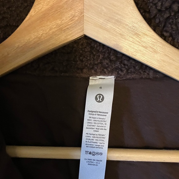NWT Lululemon Cinchable Fleece Zip Up, Sz 6, Espresso - Picture 6 of 7